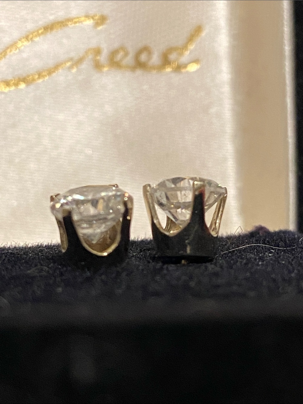 Creed Clear Round 14k cz Stud Earrings - Bright White Sparkle - Picture 2 of 5